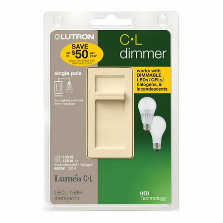 LUTRON Lumea -CL Light Almond 150 watts Slide Dimmer Switch 3909520